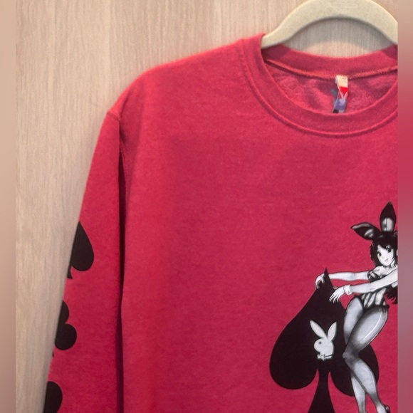 Playboy Club Sweatshirt Tokyo Japan Mens Anime Card Ace of Spades - Red Small - Picture 3 of 15